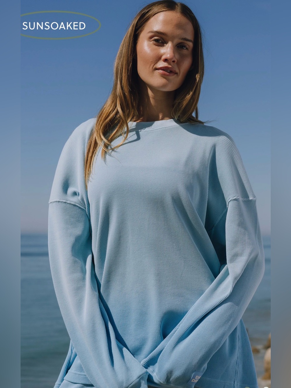 NWT DAILY DRILLS Oversized Thermal- Sunsoaked Malibu with Monochrome Patch/XS/S